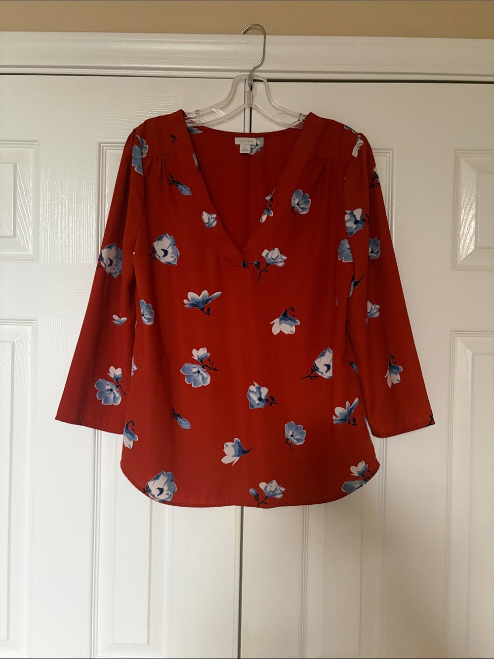 Nordstrom Hinge Orange Floral Blouse